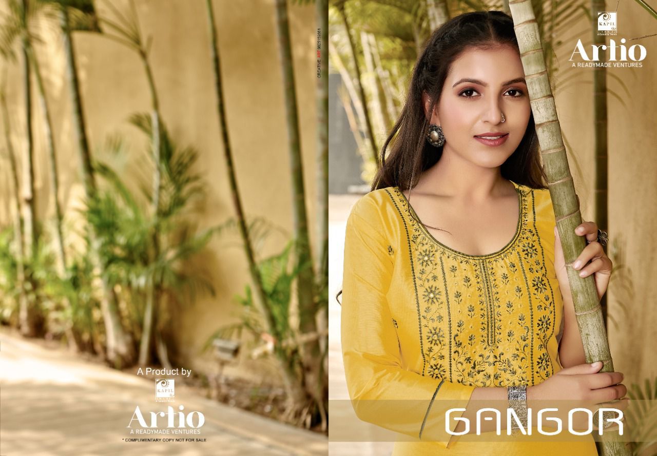 Kapil Artio Gangor Ethnic Wear Cotton Designer Kurti With Bottom Collection